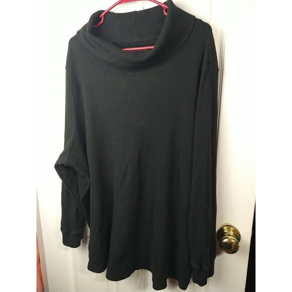 Woman Within 3X Black Waffle Knit Turtleneck Pullover Long Sleeve Casual - Picture 2 of 9